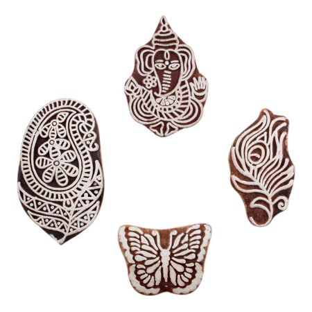 Set of 4 Piece New Mix Wooden Printing Block